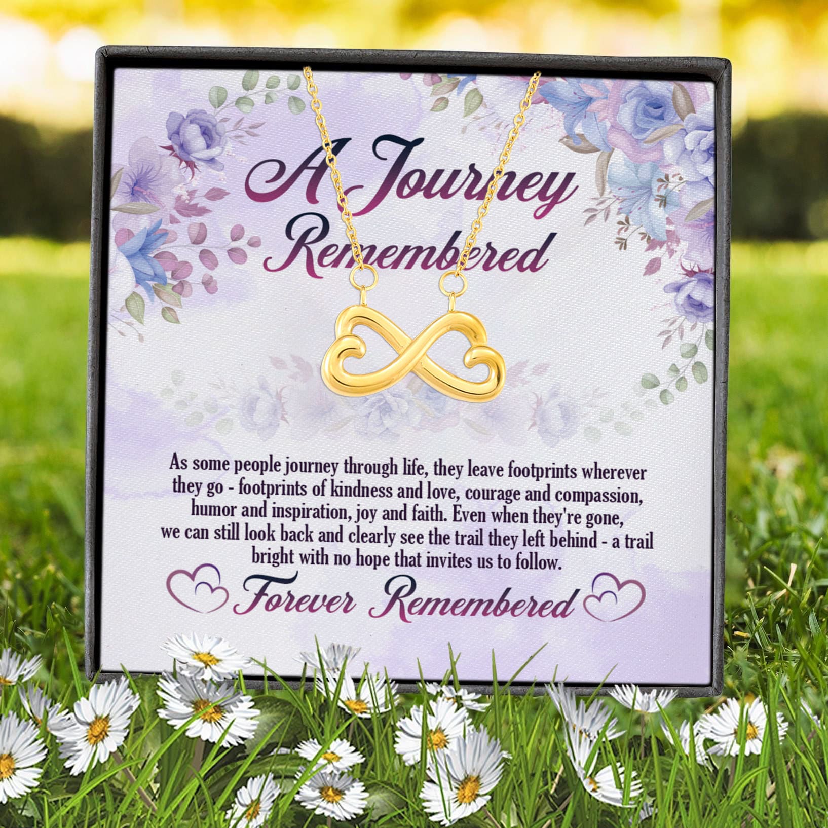 7VT. A Journey Remembered card Infinity Heart Necklace (Gold) 7