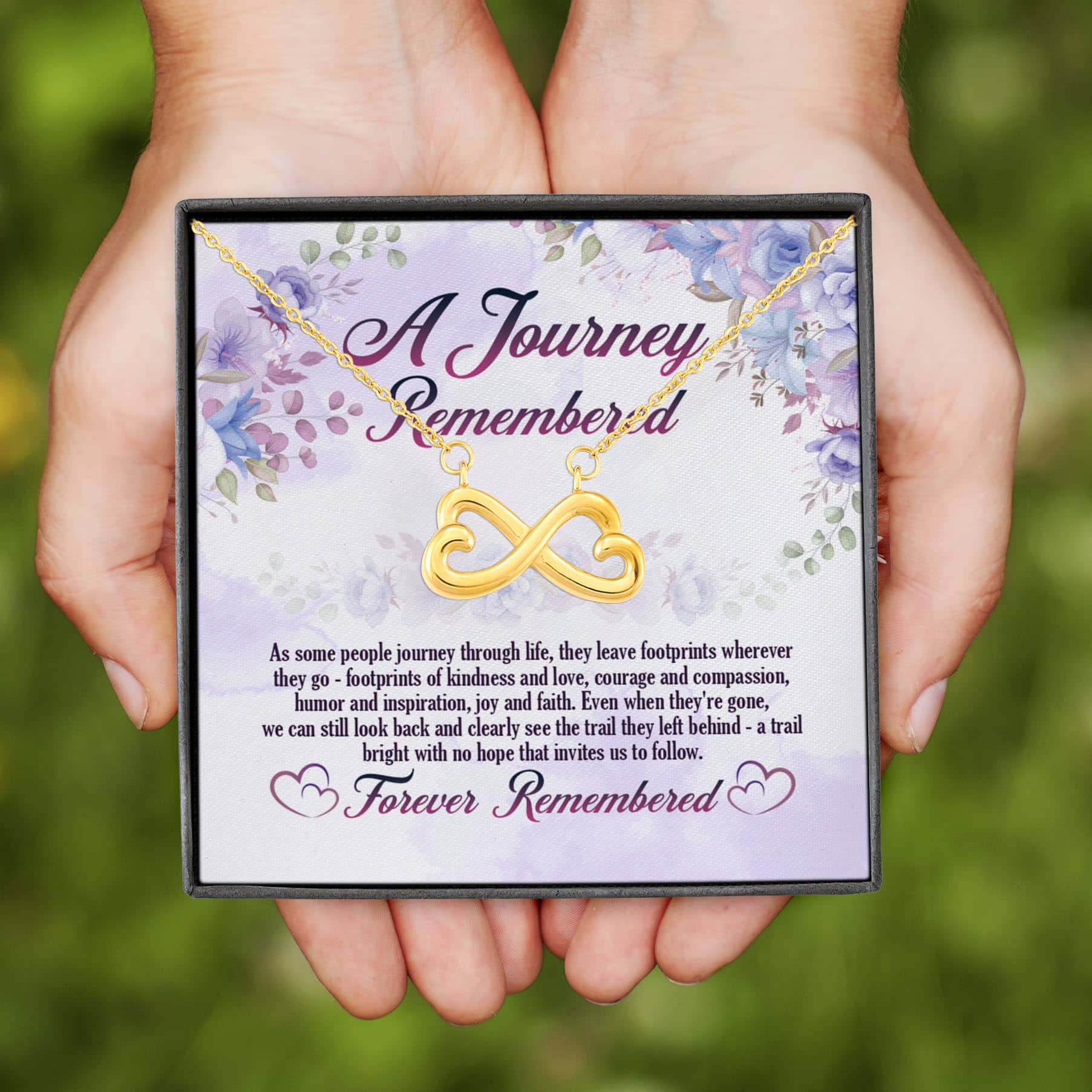 7VT. A Journey Remembered card Infinity Heart Necklace (Gold)