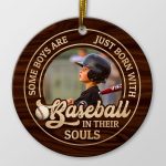 5VT. Baseball Some Boys Are Just Born Ornament (Sample Design) Circle Mockup Simple