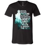 6VT. Breathe The Deep Horse, Black, V-Neck T-Shirt