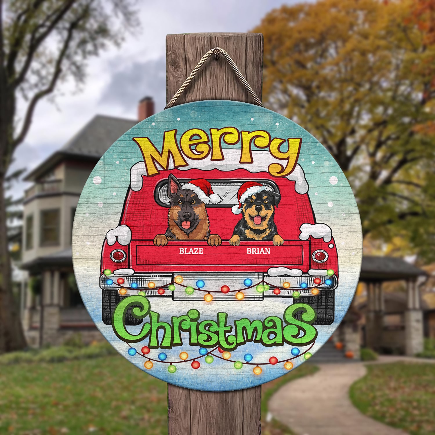1Th. Merry Christmas Dog Clipart (Sample Design 2) Door Sign Mockup 3