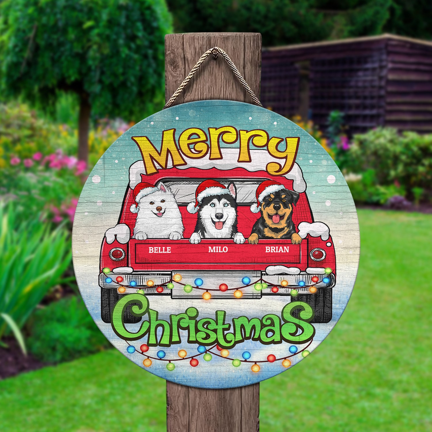 1Th. Merry Christmas Dog Clipart (Sample Design 3) Door Sign Mockup 2