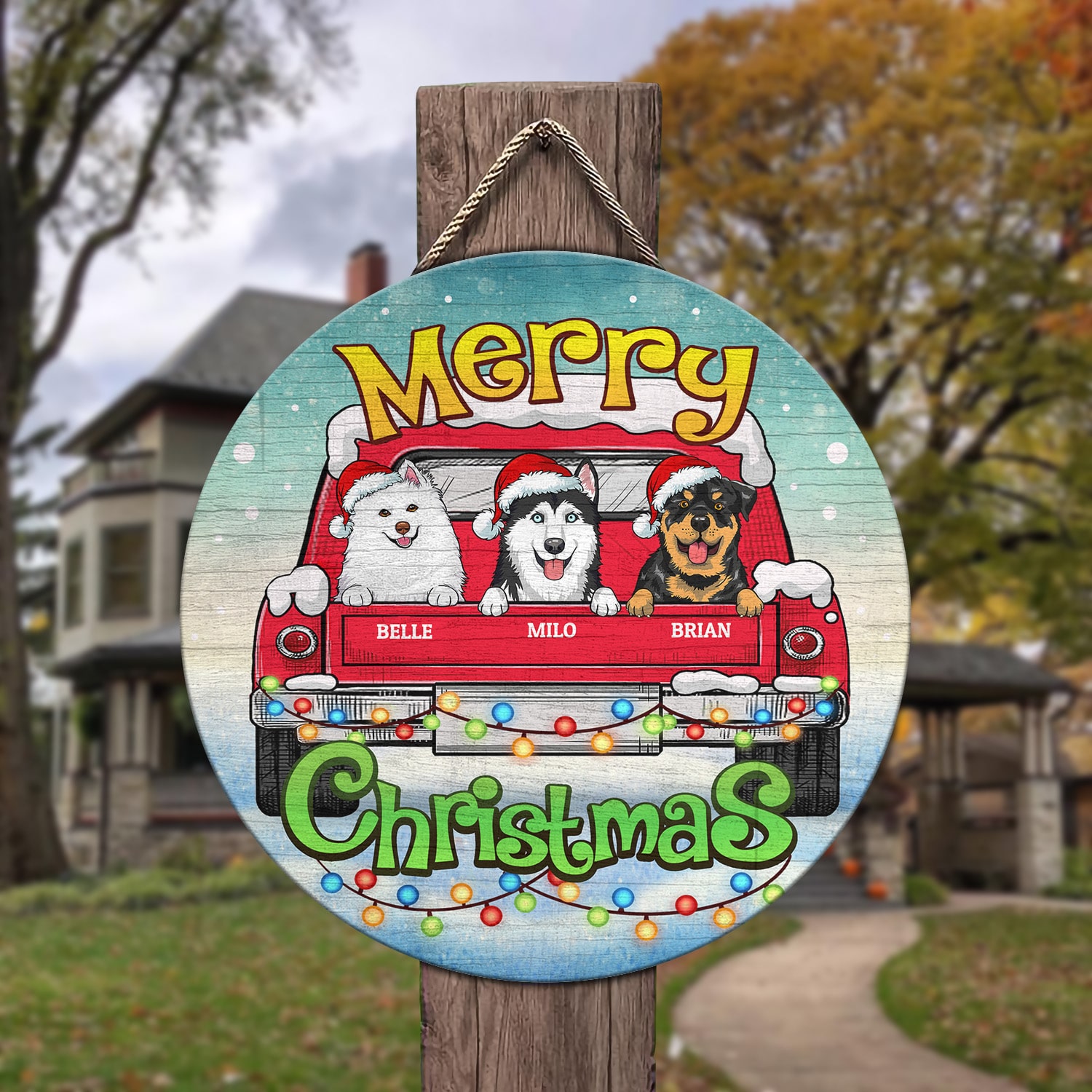 1Th. Merry Christmas Dog Clipart (Sample Design 3) Door Sign Mockup 3