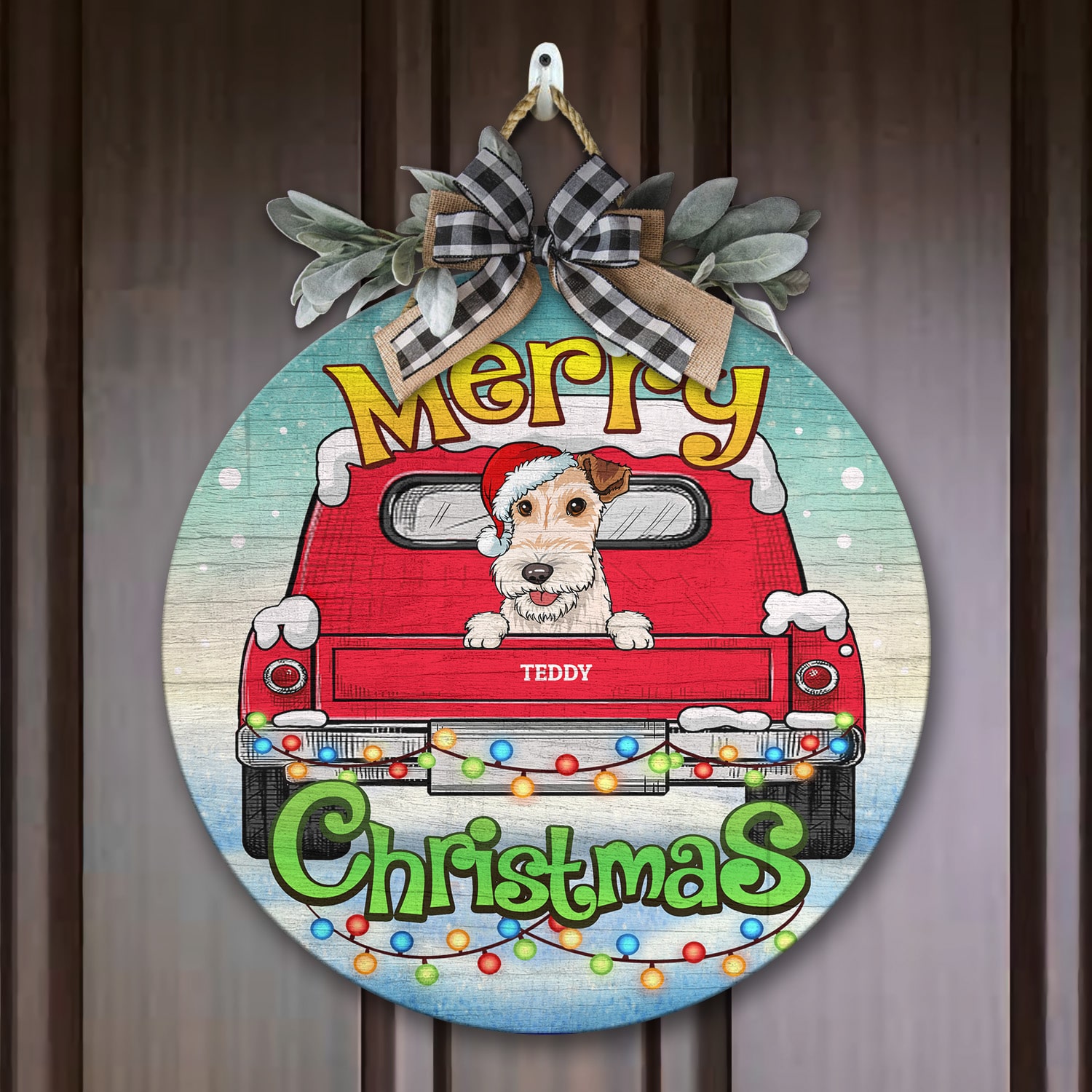 1Th. Merry Christmas Dog Clipart (Sample Design 1) Door Sign Mockup 7