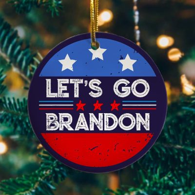 Alternative view of Let's Go Brandon Decorative Ornament - Holiday Flat Circle Ornament