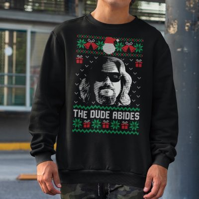 Alternative view of Big Lebowski The Dude Abides Funny Movie Ugly Christmas Sweater Hoodie - Sweatshirt