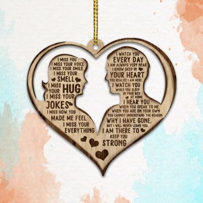 I Miss You I Miss Your Voice I Miss Your Smile Husband Memorial Custom Shaped Wooden Christmas Ornament