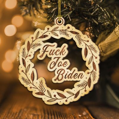 Alternative view of Fuck Joe Biden Anti Biden FJB Funny Biden Decorative Custom Shaped Wooden Christmas Ornament