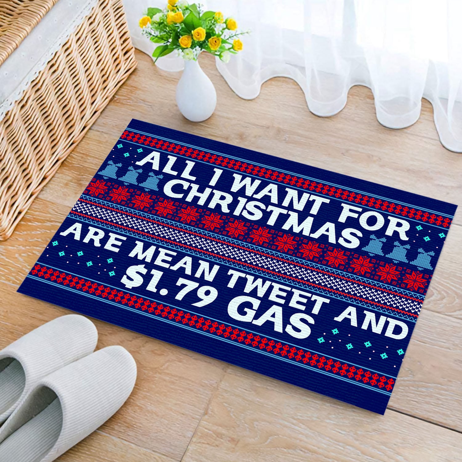 33 HG UU TIEN. Christmas Mean Tweet DOORMAT(3) Doormat mockup 2