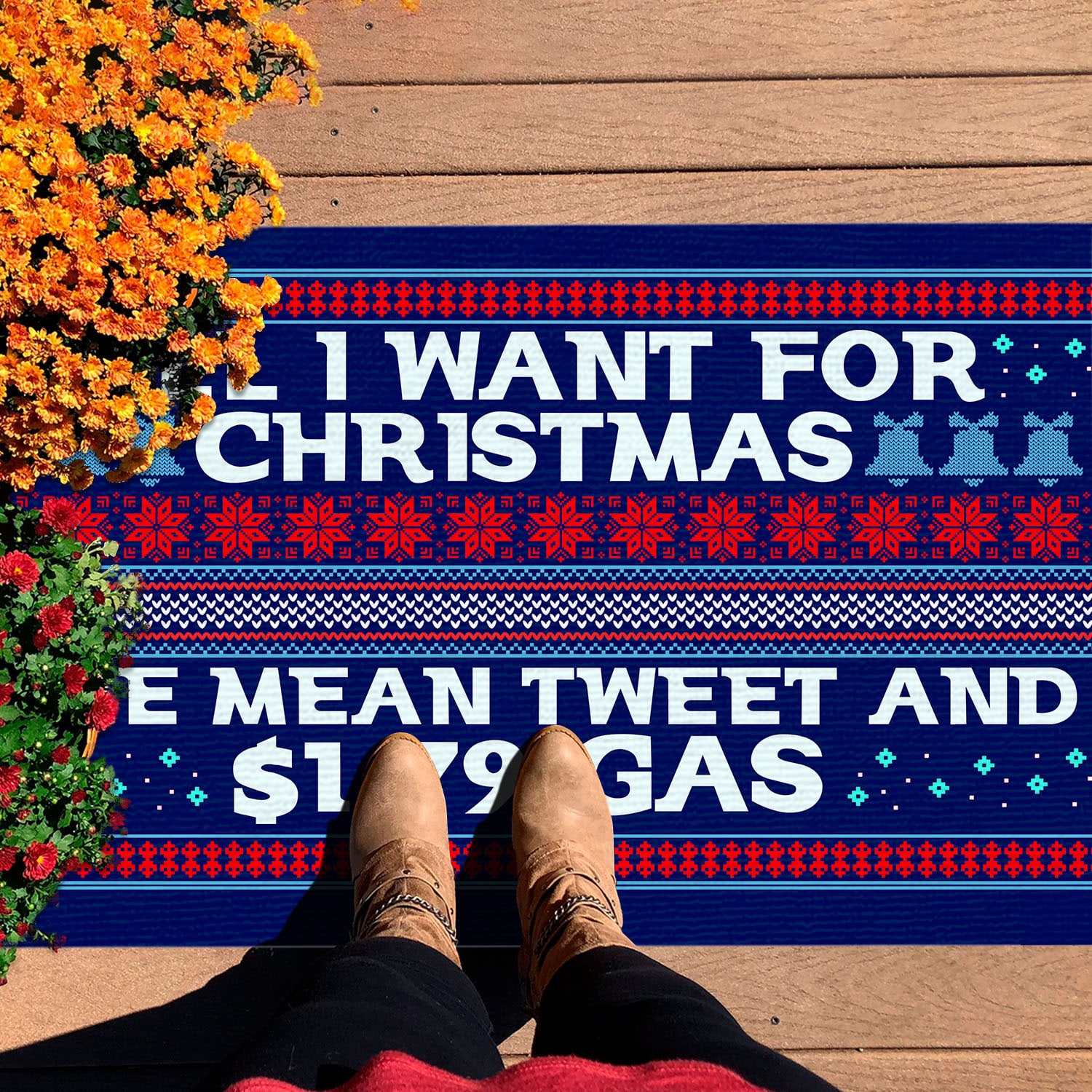 33 HG UU TIEN. Christmas Mean Tweet DOORMAT(3) Doormat mockup 7
