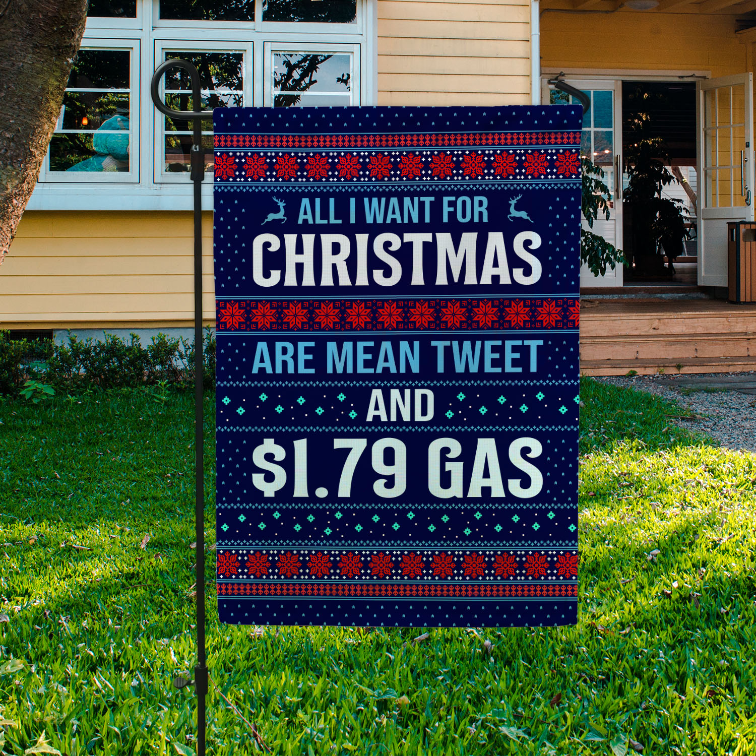 33 HG UU TIEN. Christmas Mean Tweet FLAG Garden Flag Mockup 3