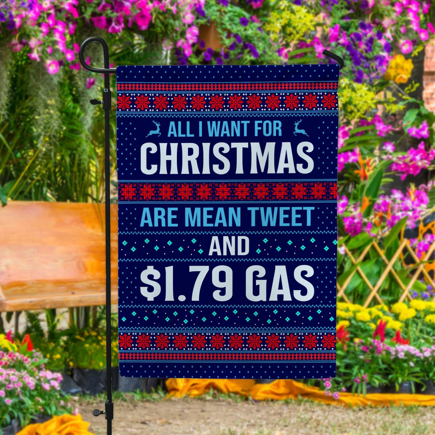 33 HG UU TIEN. Christmas Mean Tweet FLAG Garden Flag Mockup 4