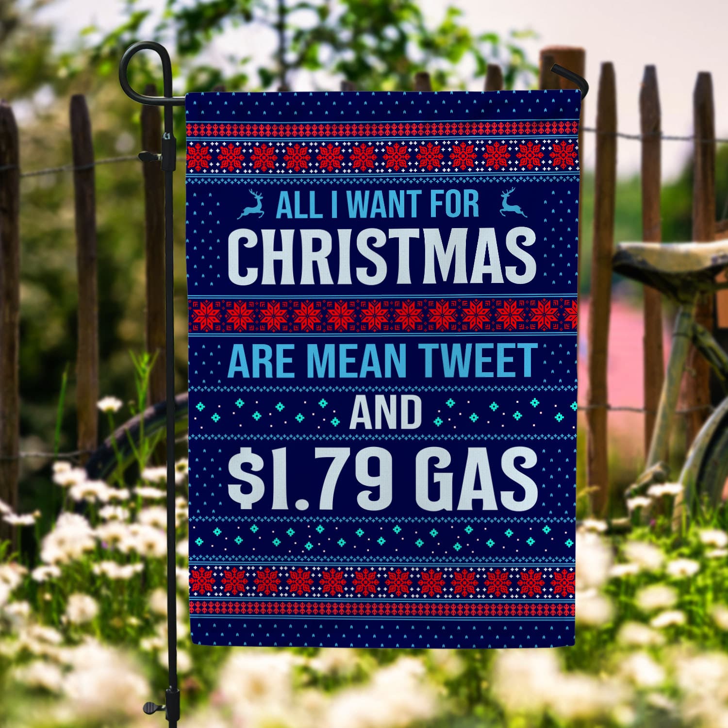 33 HG UU TIEN. Christmas Mean Tweet FLAG Garden Flag Mockup 6