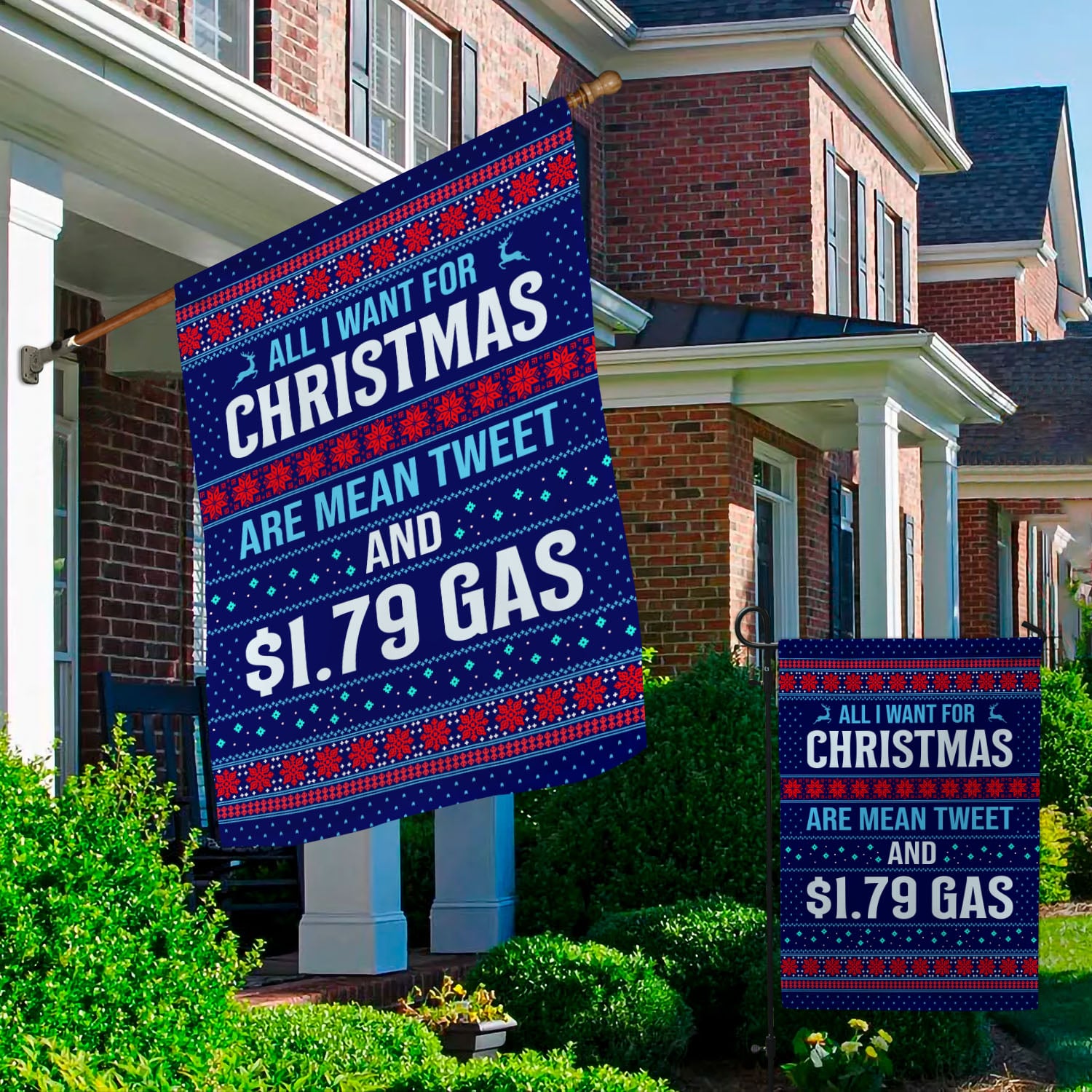 33 HG UU TIEN. Christmas Mean Tweet FLAG Garden & House Mockup 2