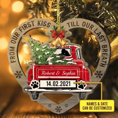 Alternative view of Personalized From Our First Kiss Till Our Last Breath Ornament - Married Couples Wedding Christmas Ornament
