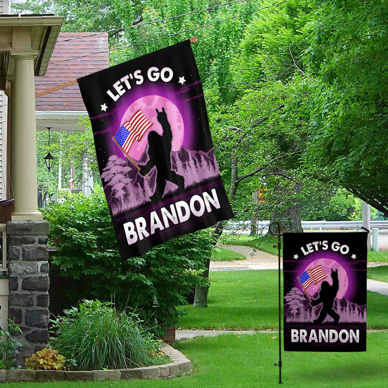 2Th. Bigfoot Let's Go Brandon Garden & House Mockup 1