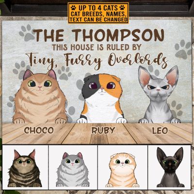 Alternative view of Personalized Cat This House Is Ruled By Tiny Furry Overlords House Doormat - Outdoor Indoor Doormat