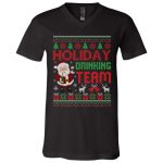 1Th. Holiday Drinking Team, Black, V-Neck T-Shirt