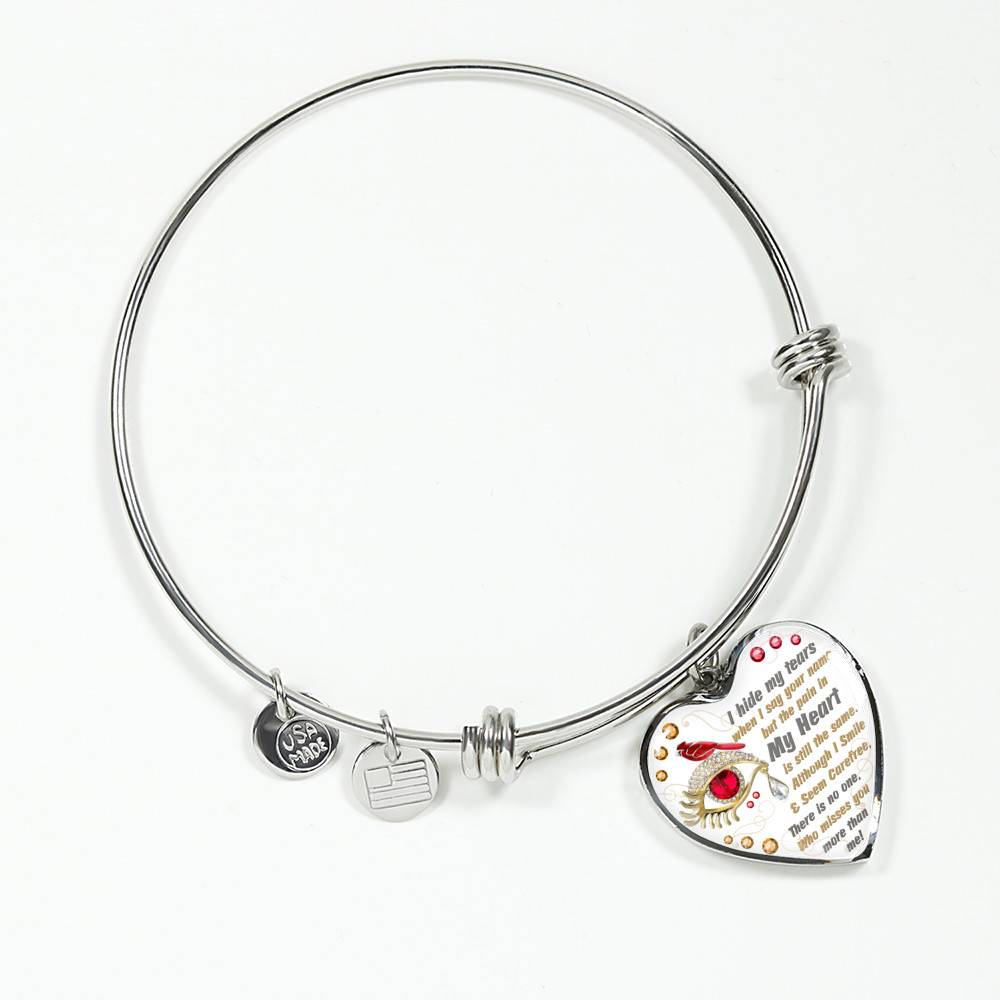 I Hide My Tears When I Say Your Name But The Pain In My Heart Is Still The Same Cardinal Heart Pendant Necklace - Bangle
