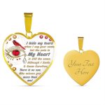 I Hide My Tears When I Say Your Name But The Pain In My Heart Is Still The Same Cardinal Heart Pendant Necklace - Bangle