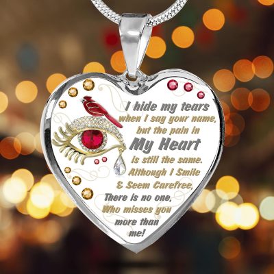 Alternative view of I Hide My Tears When I Say Your Name But The Pain In My Heart Is Still The Same Cardinal Heart Pendant Necklace - Bangle