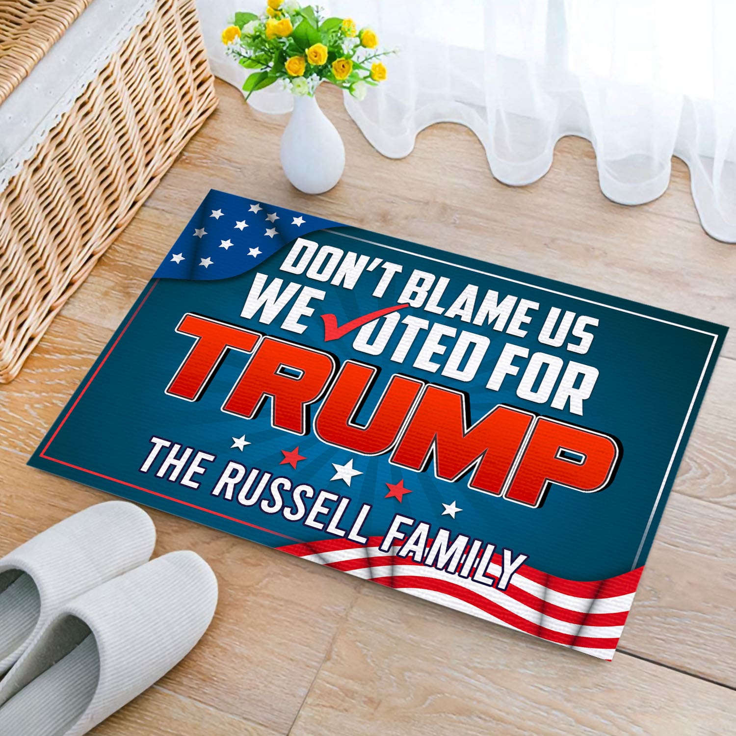 35 HG UU TIEN. Don't Blame This Family (Sample Design) Doormat mockup 2