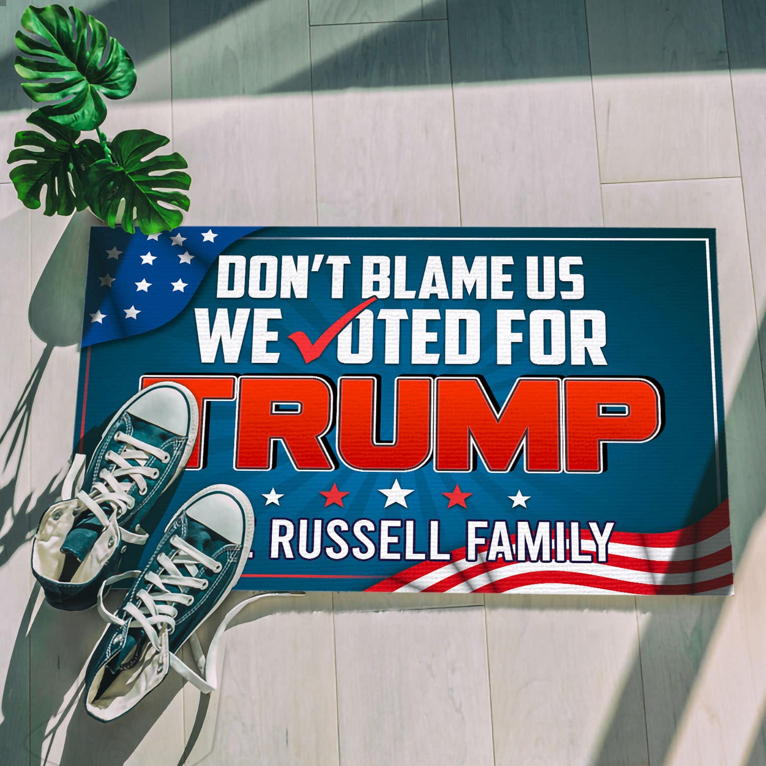35 HG UU TIEN. Don't Blame This Family (Sample Design) Doormat mockup 5