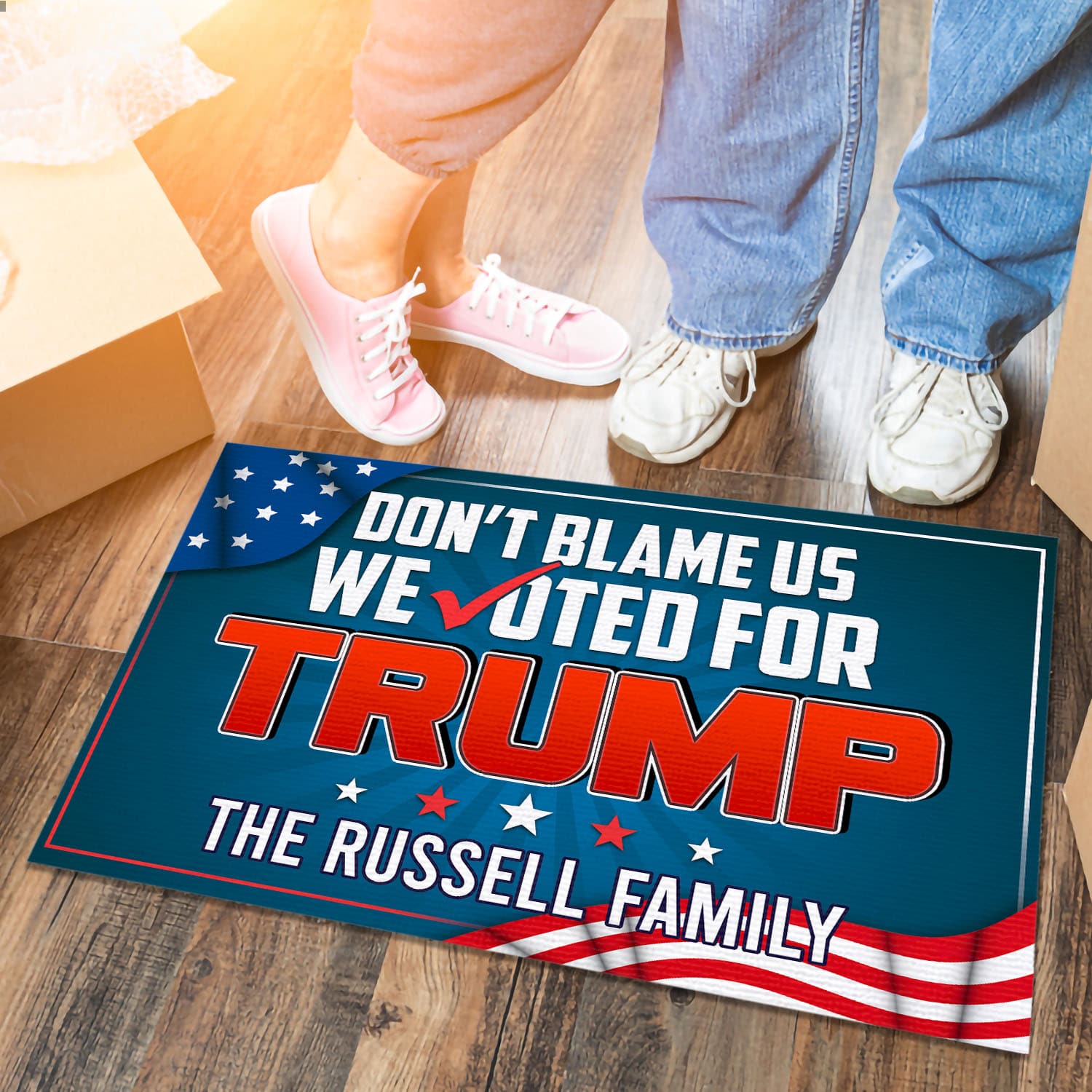 35 HG UU TIEN. Don't Blame This Family (Sample Design) Doormat mockup 6