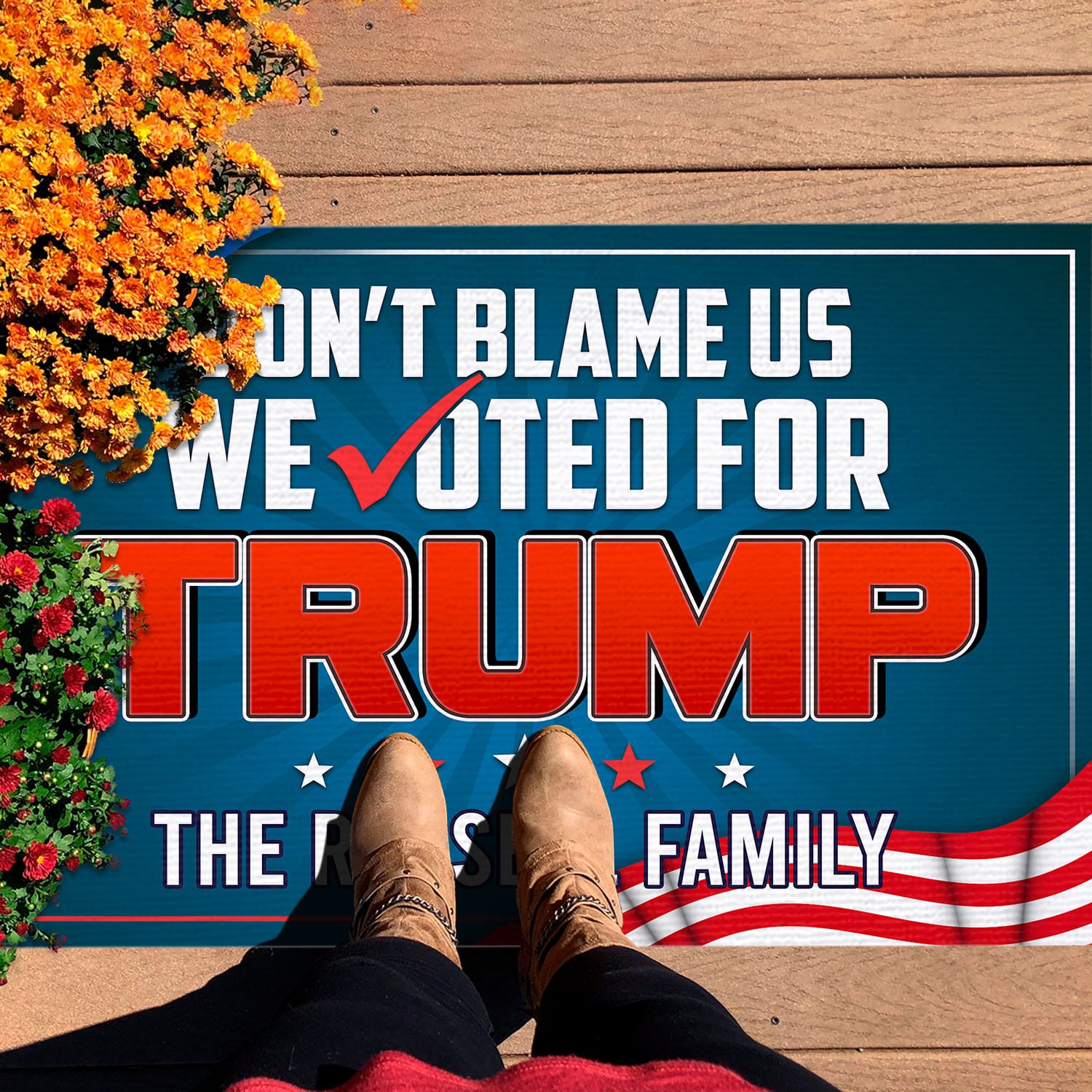 35 HG UU TIEN. Don't Blame This Family (Sample Design) Doormat mockup 7