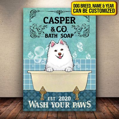 Alternative view of Personalized Dog Co Bath Soap Wash Your Paws Funny Dog Bathroom Framed Canvas Prints - Wall Art - Poster