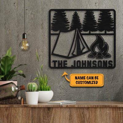 Camping Personalized Signs Campfire Camping Decor Vintage Decorative Metal Sign - Indoor Outdoor Decor