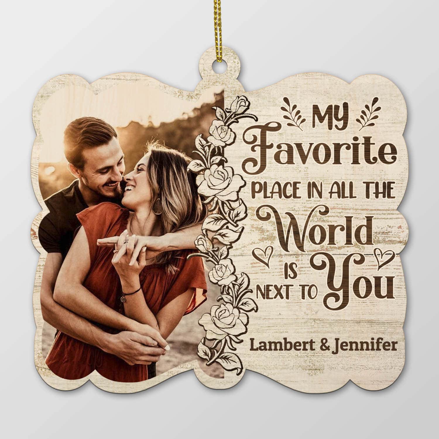 4VT. My Favorite Place Shaped Ornament Mockup Simple