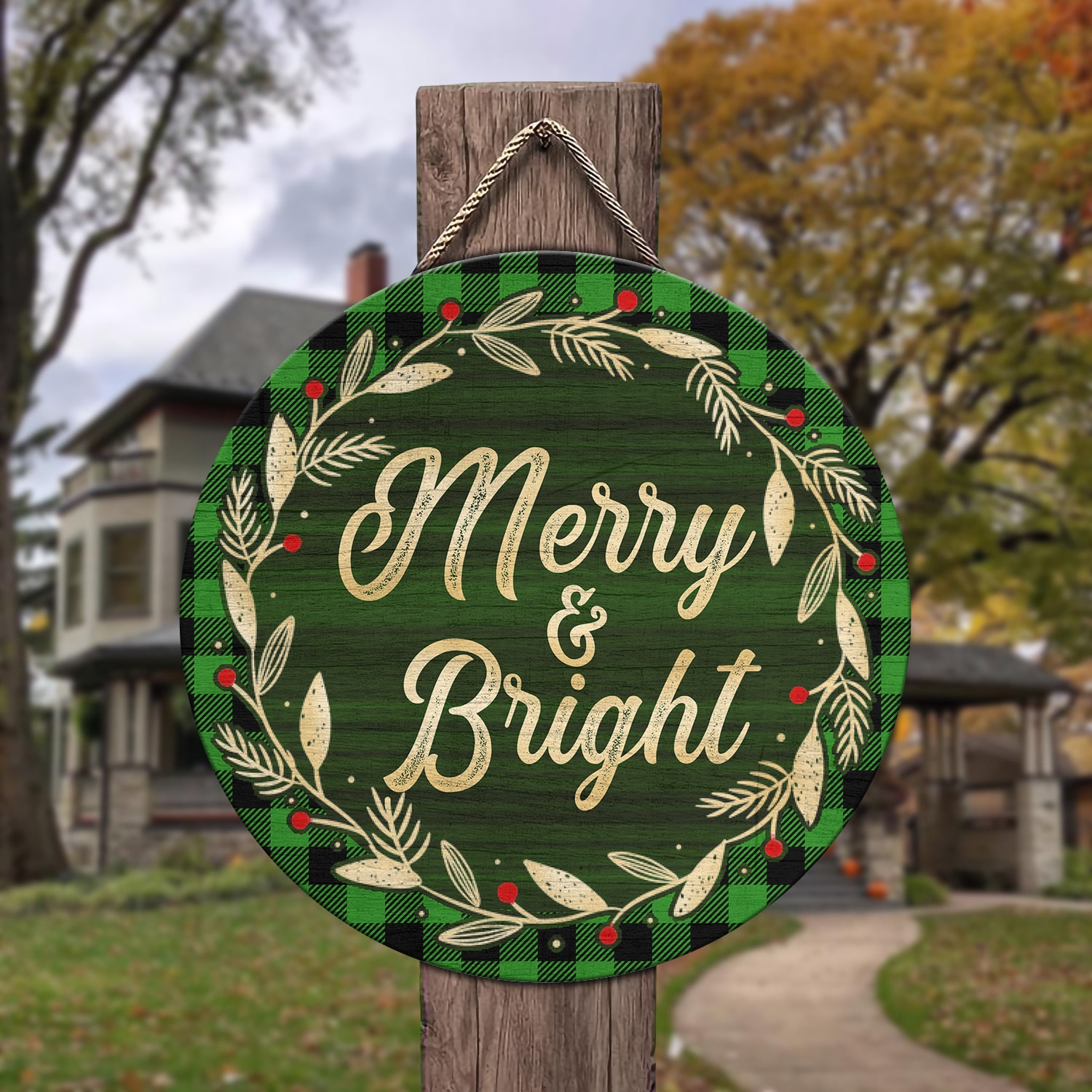 1Th. Merry and Bright (6) Door Sign Mockup 3