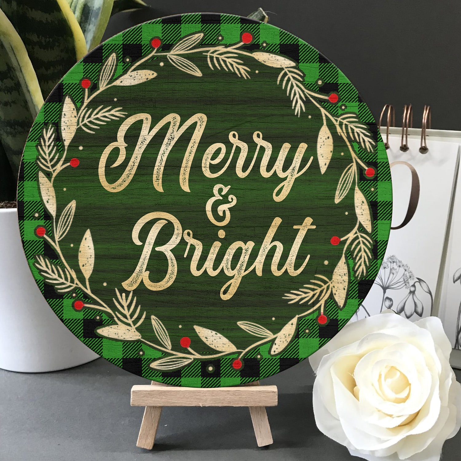 1Th. Merry and Bright (6) Door Sign Mockup 5