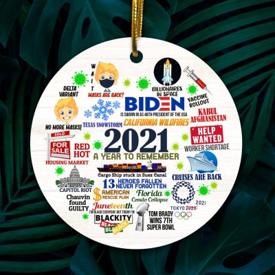 Funny 2021 A Year To Remember Decorative Christmas Ornament - Flat Circle Ornament