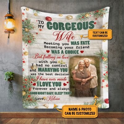 Custom Photo Blanket to My Gorgeous Wife Husband Christmas Gift Fleece Blanket - Mink Blanket - Woven Blanket