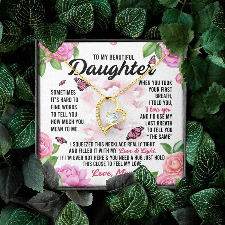 Sometimes It’s Hard to Find Words I Love You Mom Daughter Gift Forever Love Pendant Necklace