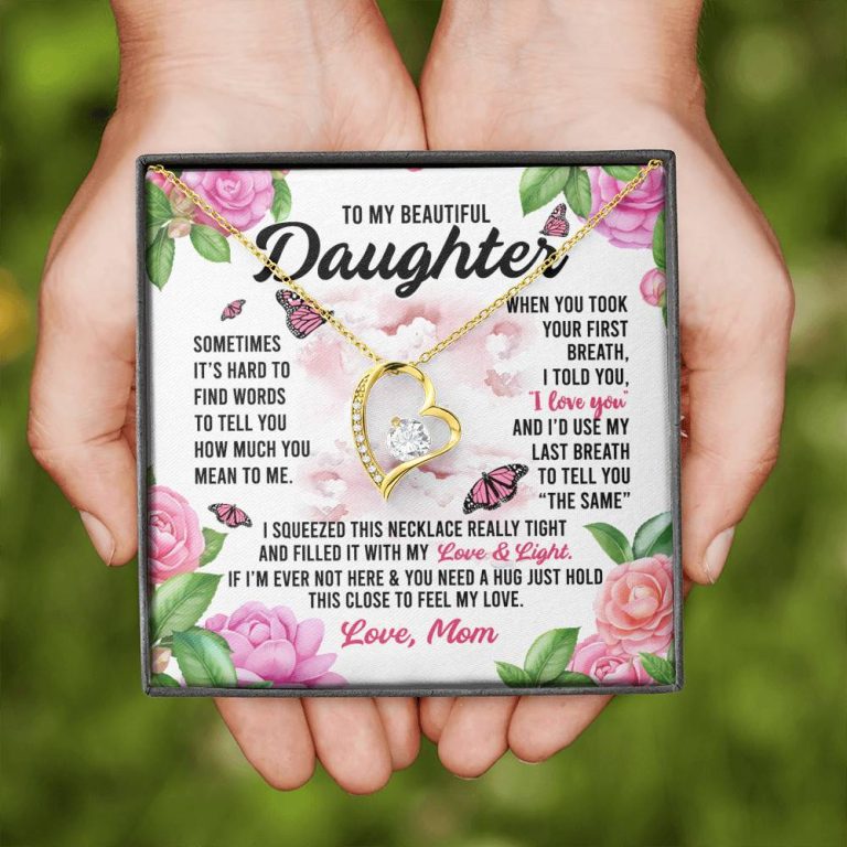 Sometimes It’s Hard to Find Words I Love You Mom Daughter Gift Forever Love Pendant Necklace