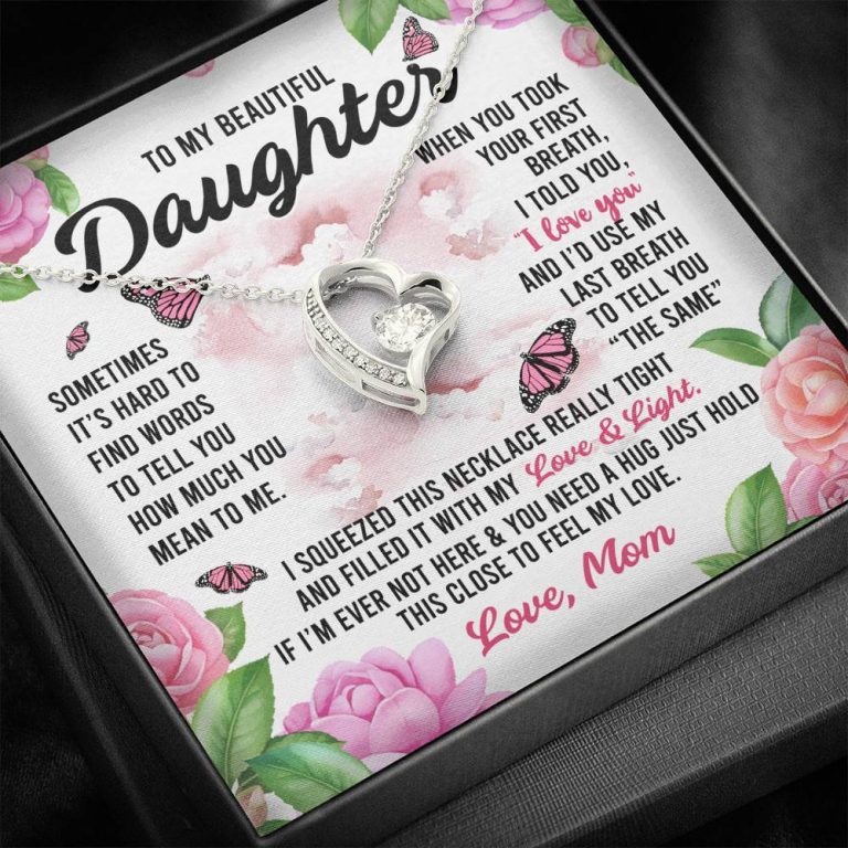 Sometimes It’s Hard to Find Words I Love You Mom Daughter Gift Forever Love Pendant Necklace
