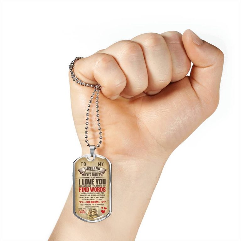 From Wife To My Husband Never Forget That I Love You Sometimes It's Hard To Find Words Dog Tag Pendant Necklace
