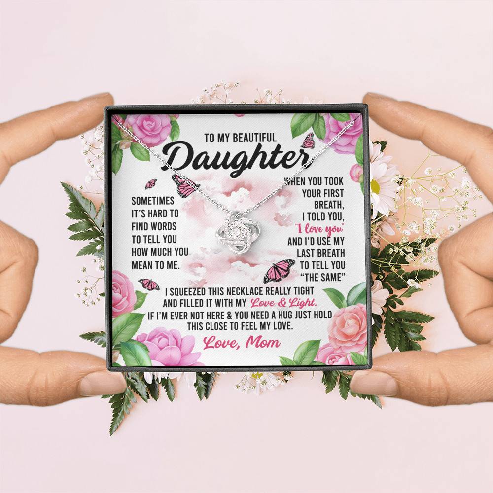 Sometimes It’s Hard to Find Words I Love You Mom Daughter Gift Love Knot Pendant Necklace Sometimes It’s Hard to Find Words I Love You Mom Daughter Gift Love Knot Pendant Necklace