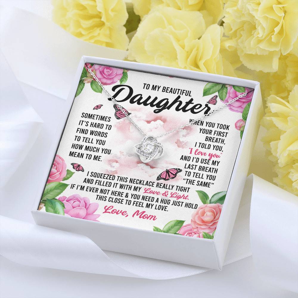 Sometimes It’s Hard to Find Words I Love You Mom Daughter Gift Love Knot Pendant Necklace Sometimes It’s Hard to Find Words I Love You Mom Daughter Gift Love Knot Pendant Necklace