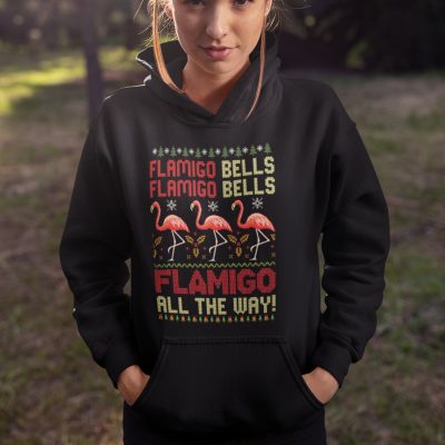 Alternative view of Flamigo Bells Flamigo Bells Flamigo All The Way Ugly Christmas Hoodie - Sweatshirt - Long Sleeve