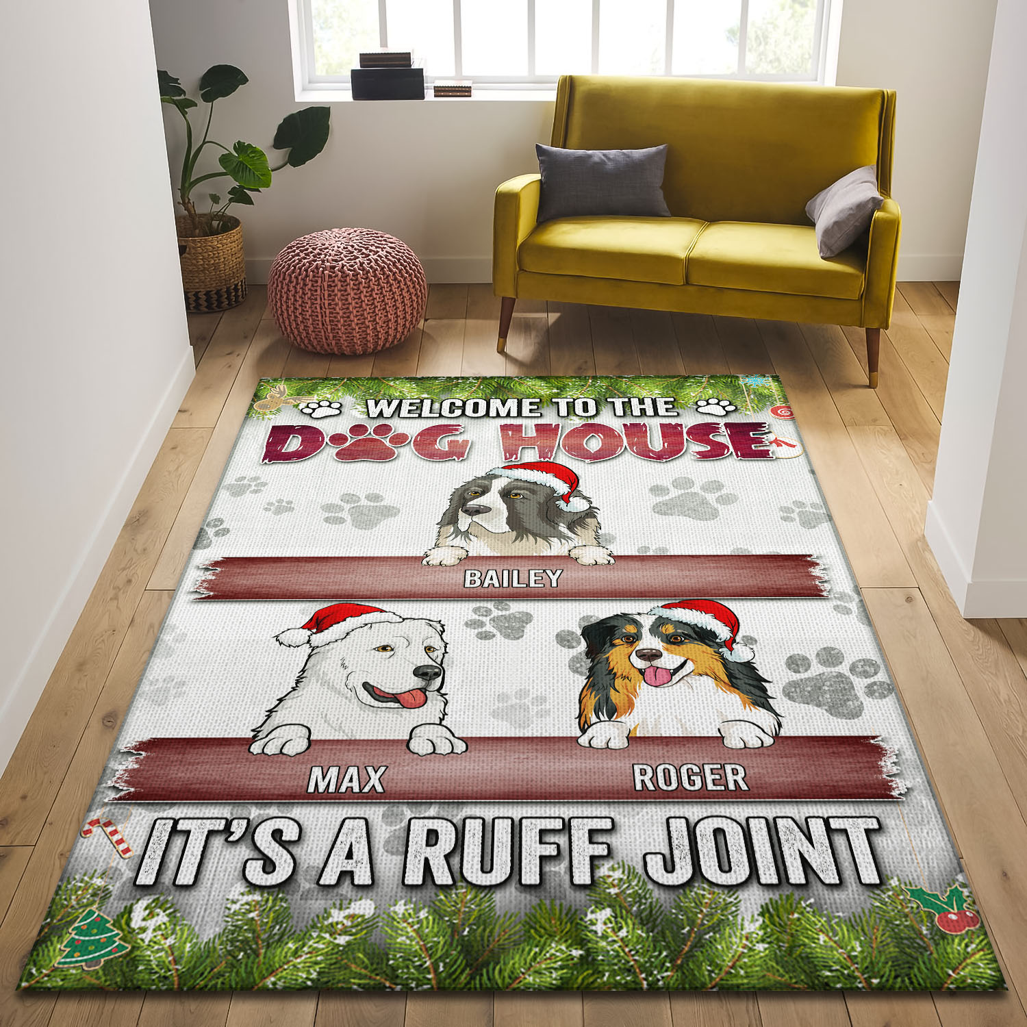 4O. Dog House-Sample design 3 Rectangle Rug Mockup 1