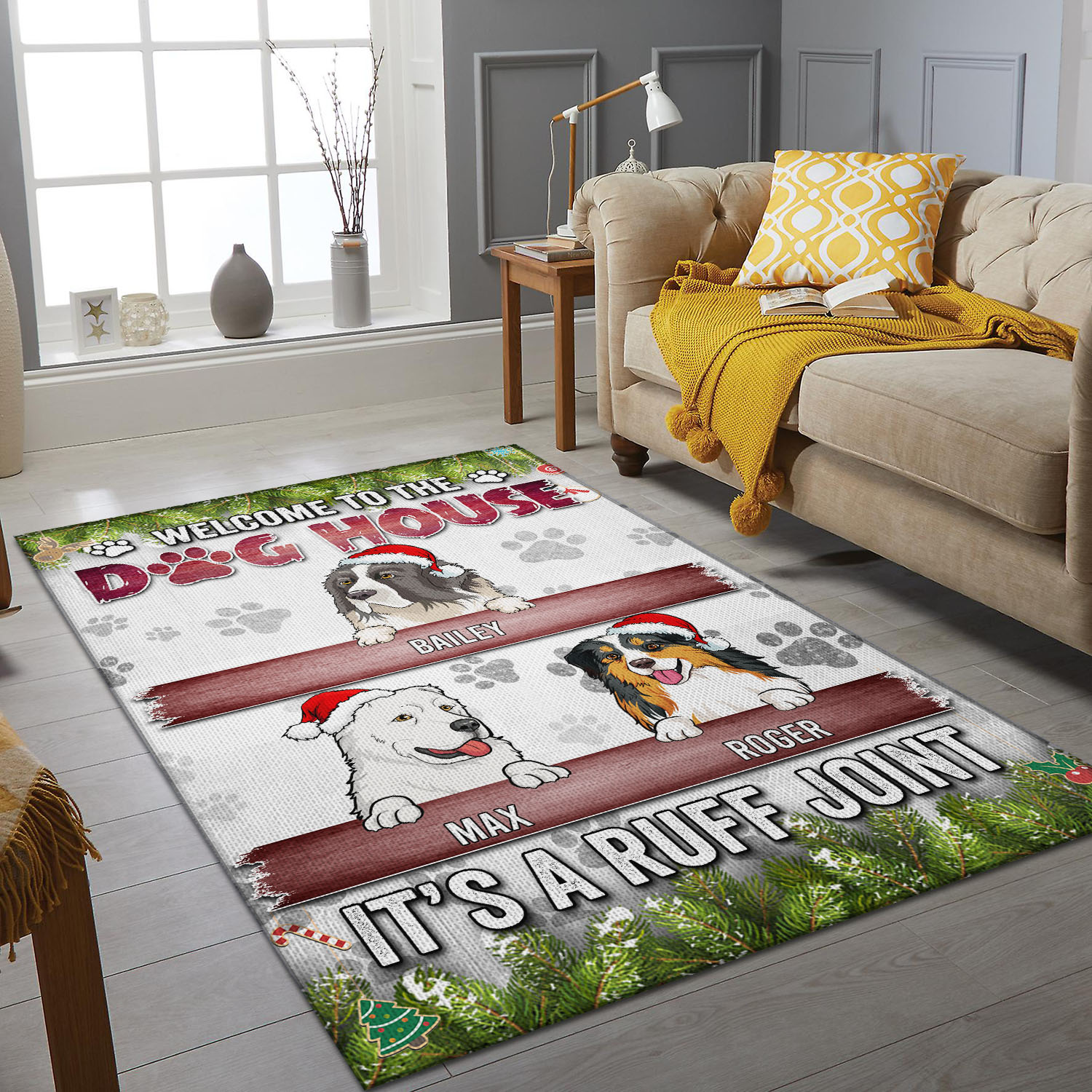 4O. Dog House-Sample design 3 Rectangle Rug Mockup 6