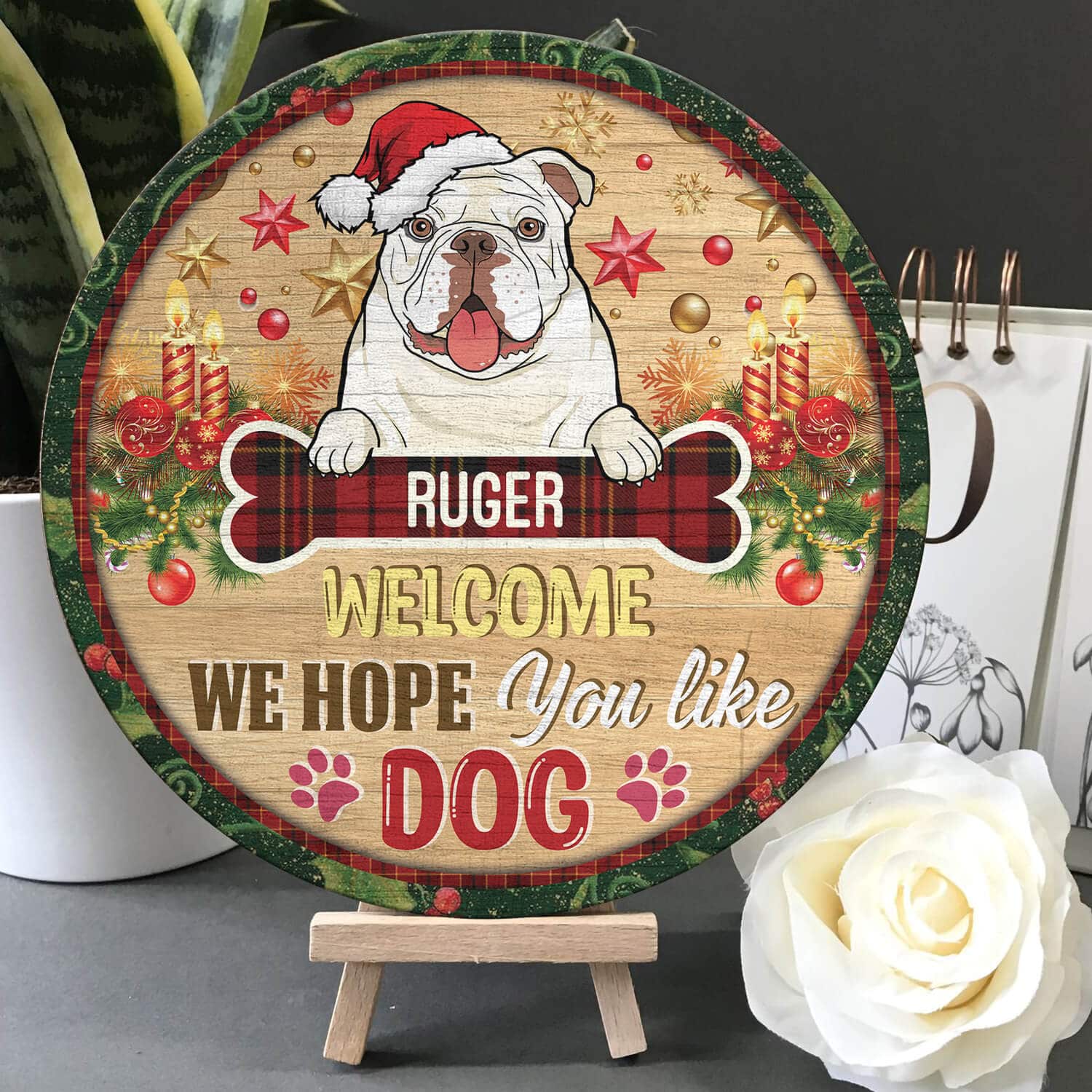 5TM. Welcome Hope Like Dog Christmas (Sample Design) Door Sign Mockup 5