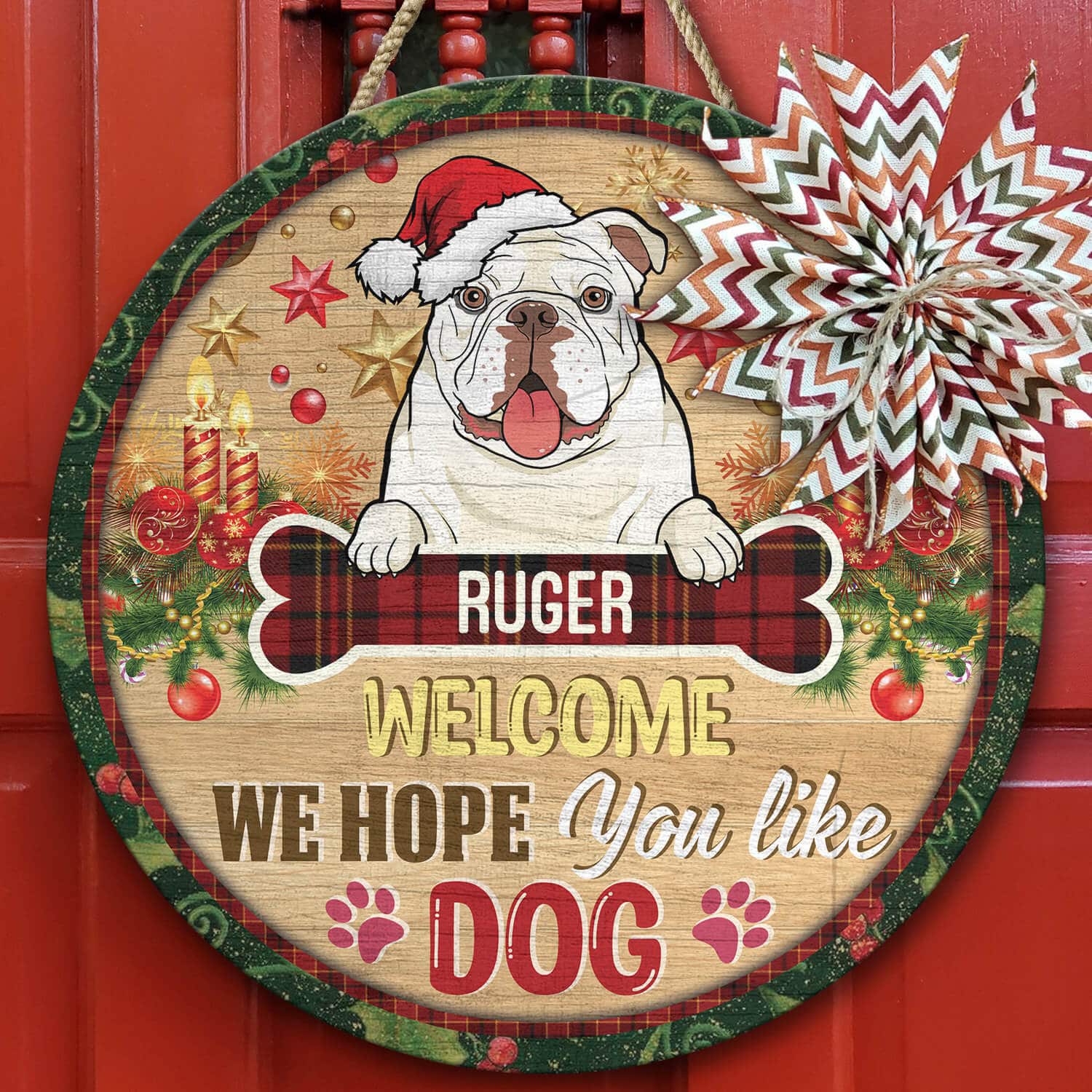 5TM. Welcome Hope Like Dog Christmas (Sample Design) Door Sign Mockup 10