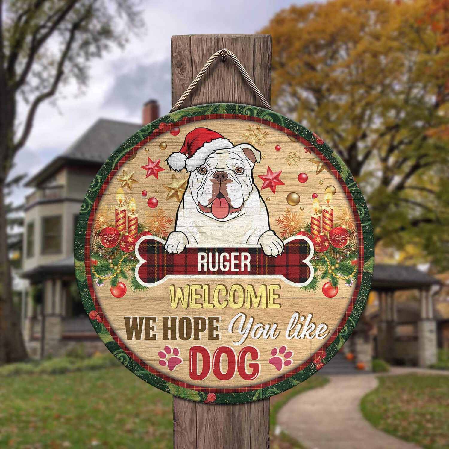 5TM. Welcome Hope Like Dog Christmas (Sample Design) Door Sign Mockup 3