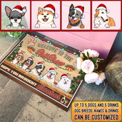 Alternative view of Personalized Dog Breeds Welcome to The Shitshow Hope You Brought Wine Funny Decorative Doormat