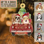 Personalized Dog Christmas Red Truck Custom Shaped Wooden Ornament - Custom Dog Breeds Christmas Ornament